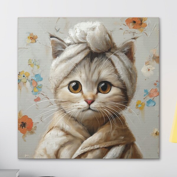 Cat in Robe Art Etsy