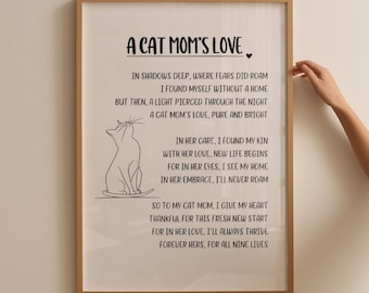 Cat Mom Poem DIGITAL DOWNLOAD, Cat Lover PRINTABLE Art Gift, Cat Mom Home Decor