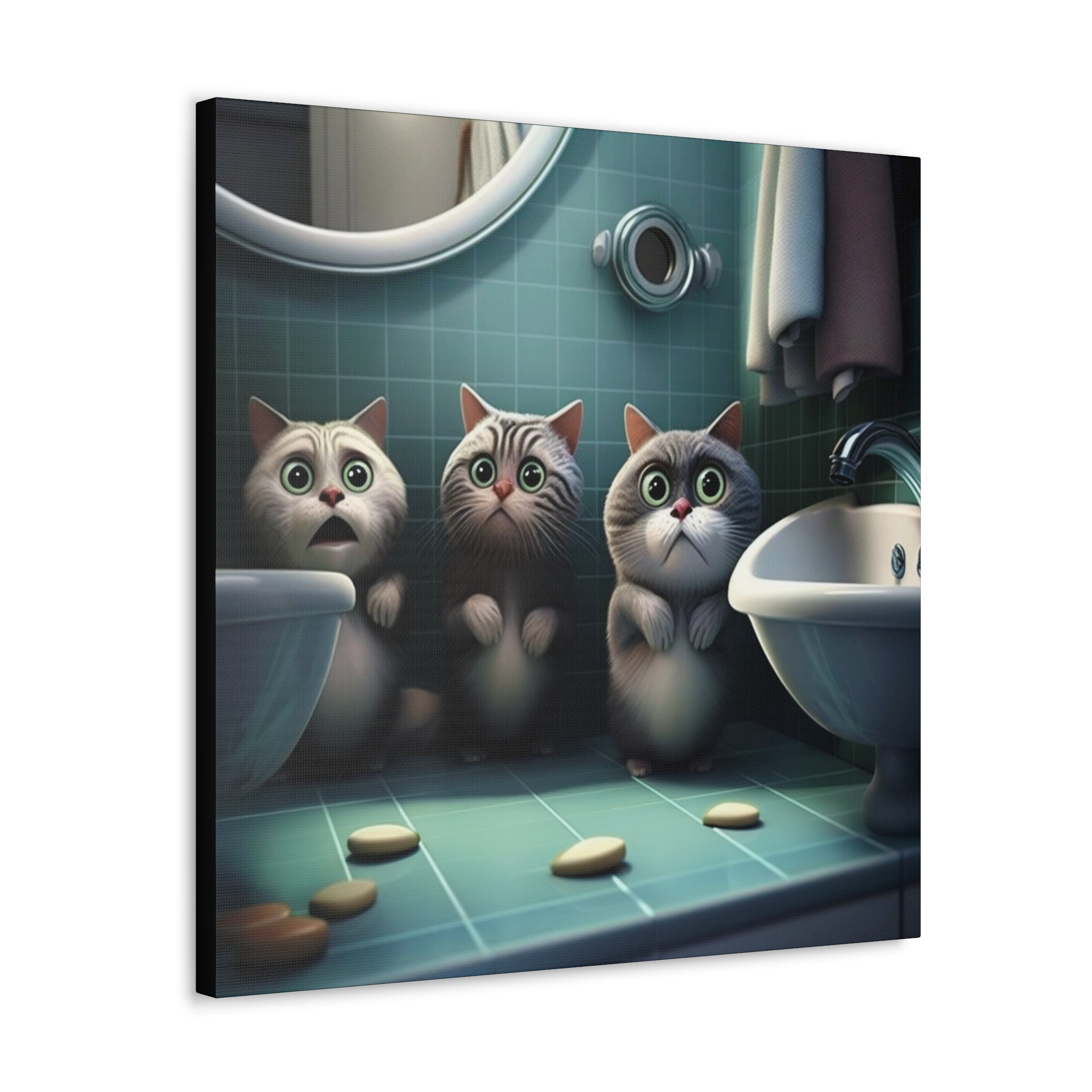 Funny Cat Bathroom Wall Art Canvas Cat Lover Wall Decor Cat - Etsy
