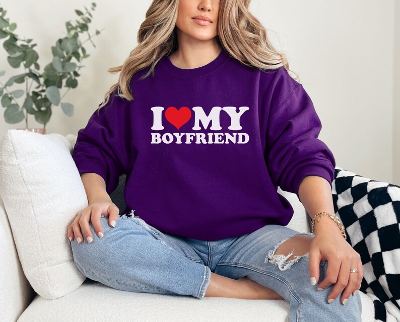 Personalized Custom Initials I Love My Boyfriend Sweatshirt, Valentine