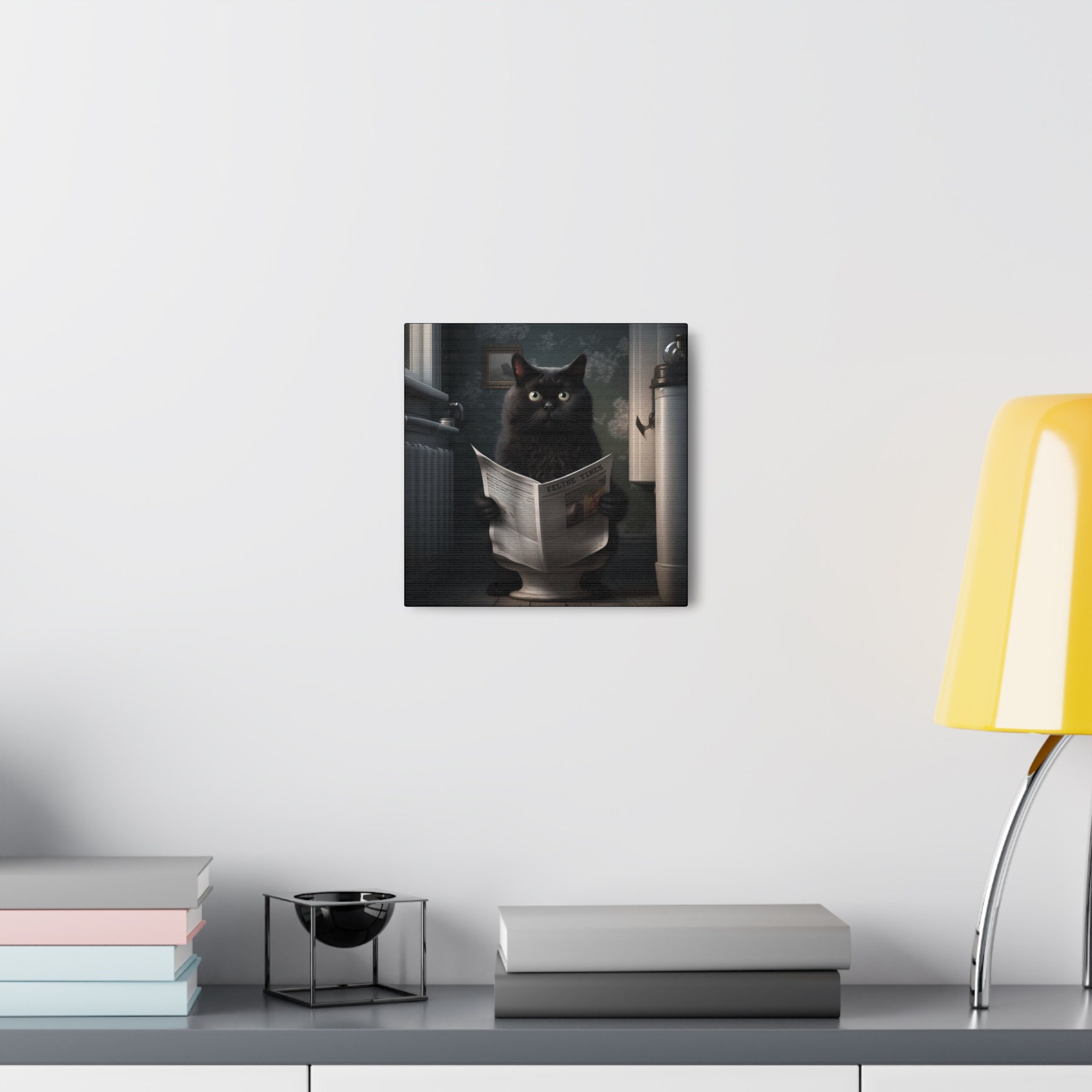 Funny Black Cat Bathroom Sign - "Welcome To The Bathroom, A Cat Will Be With You Shortly" Wood Hanging Decor, 8x10 Inches