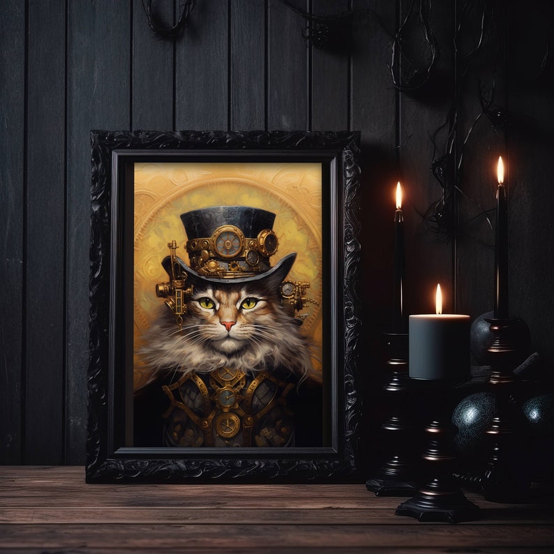 Steampunk Cat Poster Steampunk Cat Wall Art Steampunk Art Poster Gift Steampunk Cat Poster Steampunk Cat Wall Art Steampunk Art Poster Gift