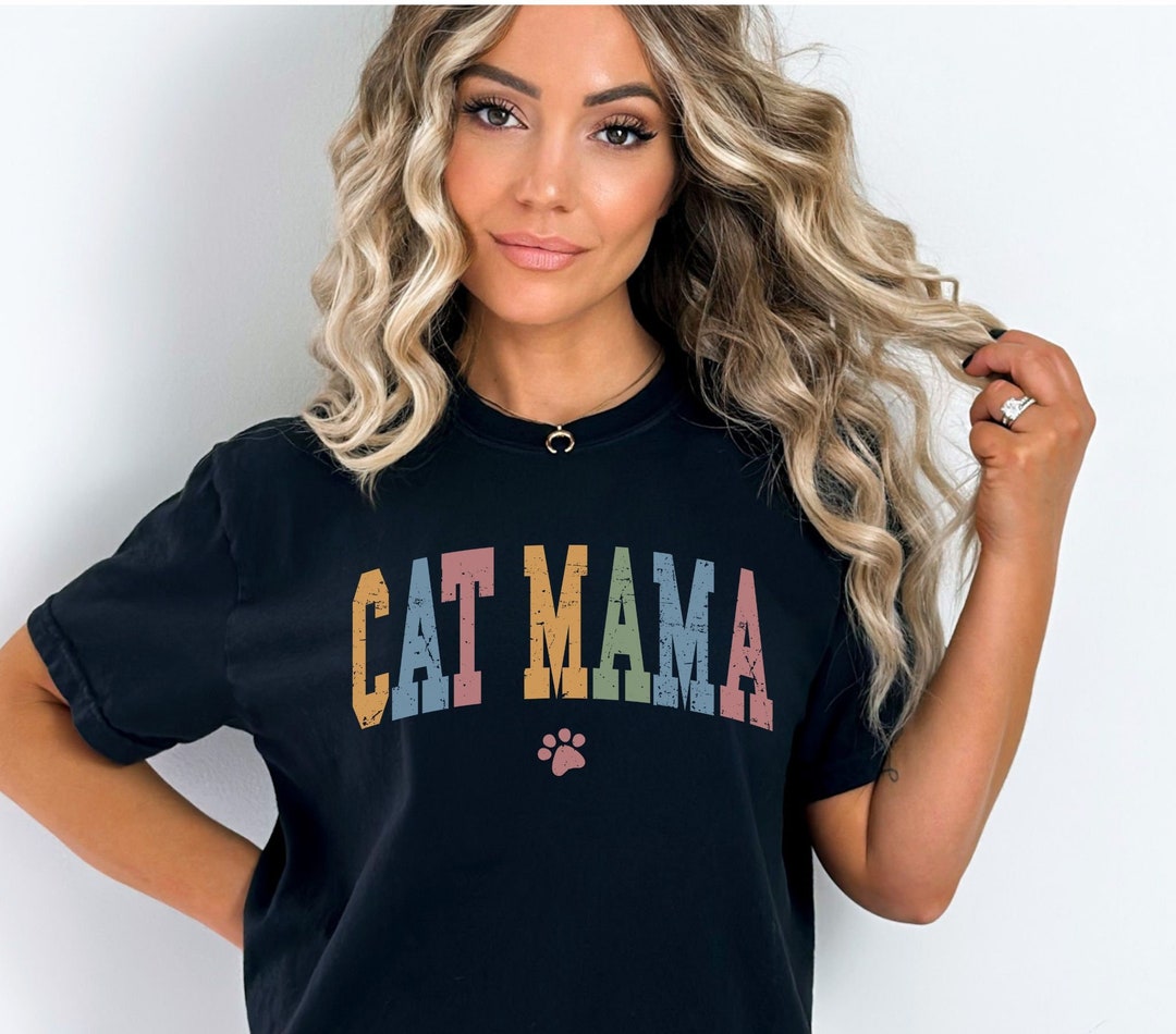 Retro Cat Mama Tshirt Cat Mom Shirt Cat Lover Gift Tee Etsy