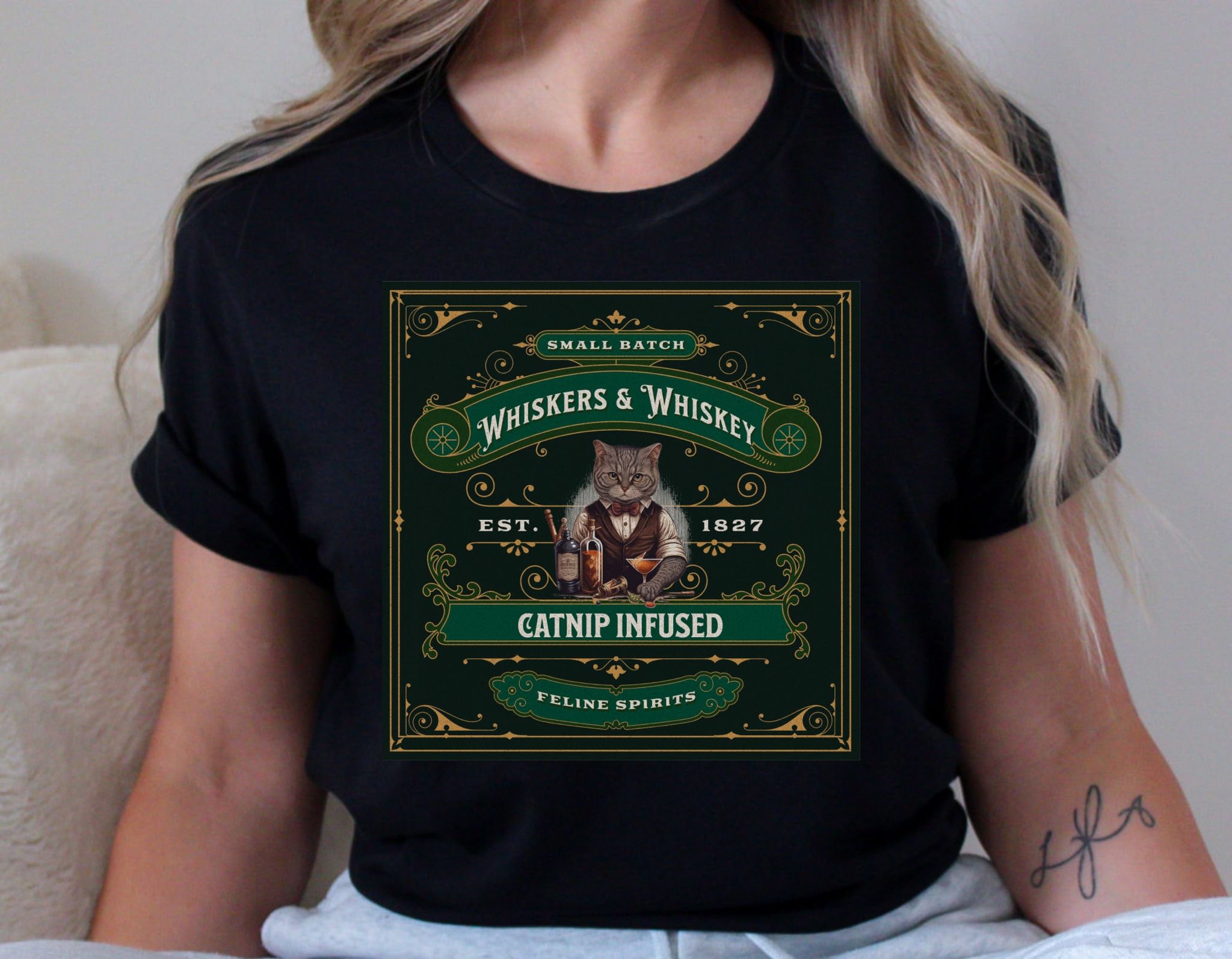 Whiskers and Whiskey Cat Tshirt, Funny Booze Cat Gift Shirt, Feline