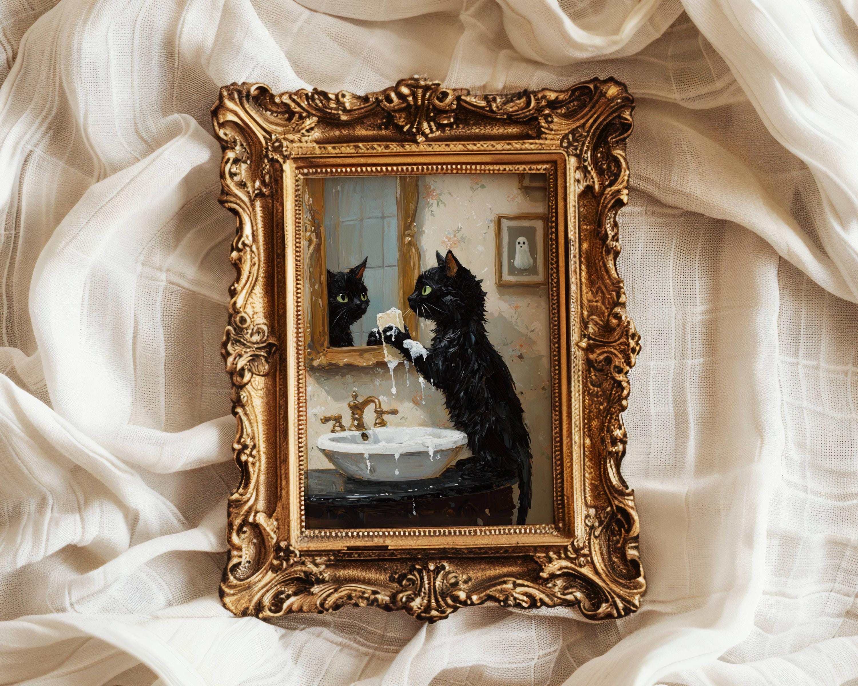 Gatto Nero, Lavatevi Le Zampe, Poster Da Parete Per Bagno - Foto 6