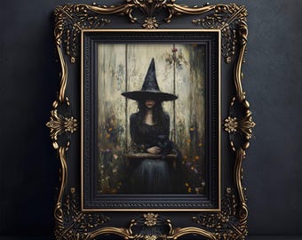 Moody Witch Poster, Dark Academia Print, Witchy Wall Art, Gothic Halloween Home Decor, Witchcore Print, UNFRAMED