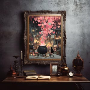Love Potion DIGITAL DOWNLOAD, Cat PRINTABLE Wall Art