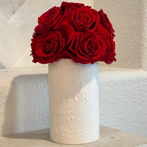 Forever Roses Gift Box - Porcelain Vase, Gift for Her, Forever Rose Bouquet, Scented Roses, 13 Preserved Roses, anniversary gift,