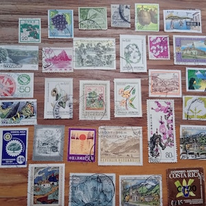30 selos postais usados com paisagens naturais dos anos 80, colecionáveis vintage, beleza natural mundial, mini coleção de selos postais agrícolas para presente