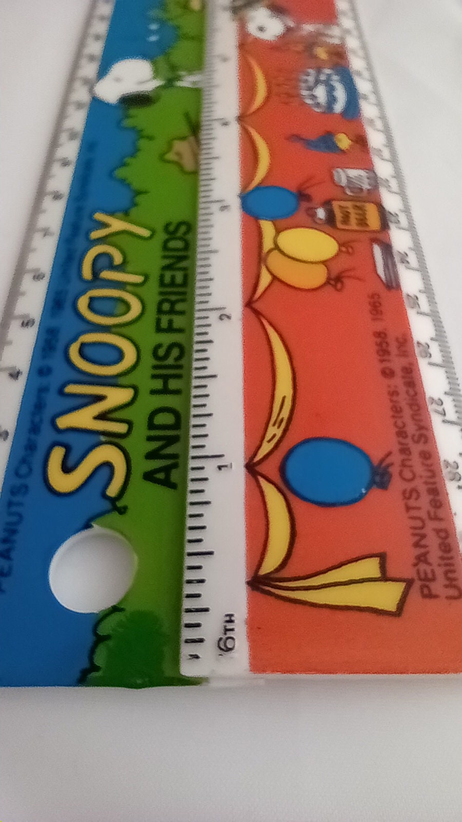 Vintage 2 Snoopy rulers, Peanuts classic retro stationery pair of ...