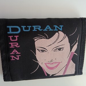 Vintage Duran Duran schwarzes Portemonnaie, 80er Jahre einzigartiges Duranies-Geschenk, neues Duran Duran klassisches Klettverschluss-Portemonnaie, New-Wave-Geschenk für sie, Vintage-Pop-Geschenk