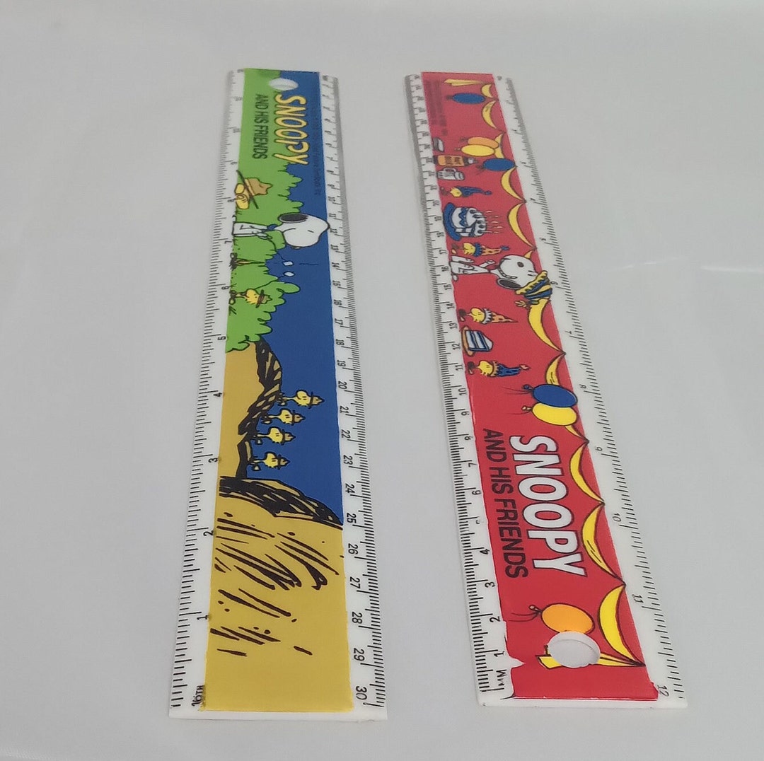 Vintage 2 Snoopy rulers, Peanuts classic retro stationery pair of ...