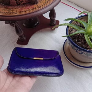 Vintage Unisex Lila Geldbörse, neues handgemachtes Taschenaccessoire, mexikanisches lila Lederhandwerk, lila Handwerksgeschenk