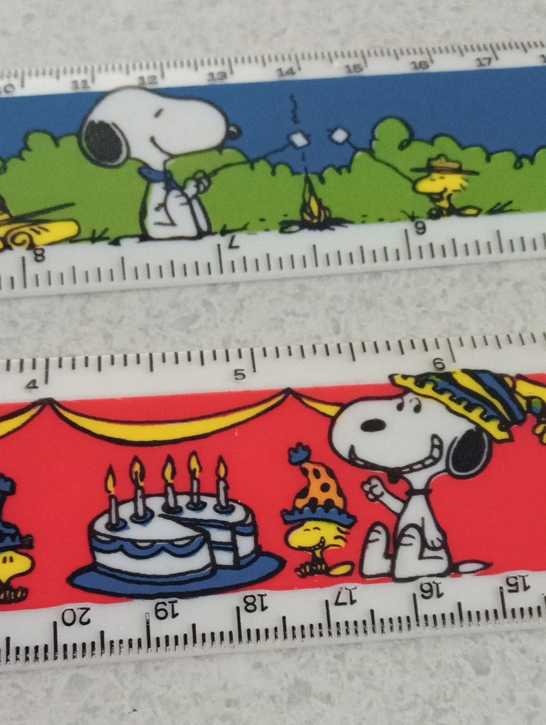 Vintage 2 Snoopy rulers, Peanuts classic retro stationery pair of ...