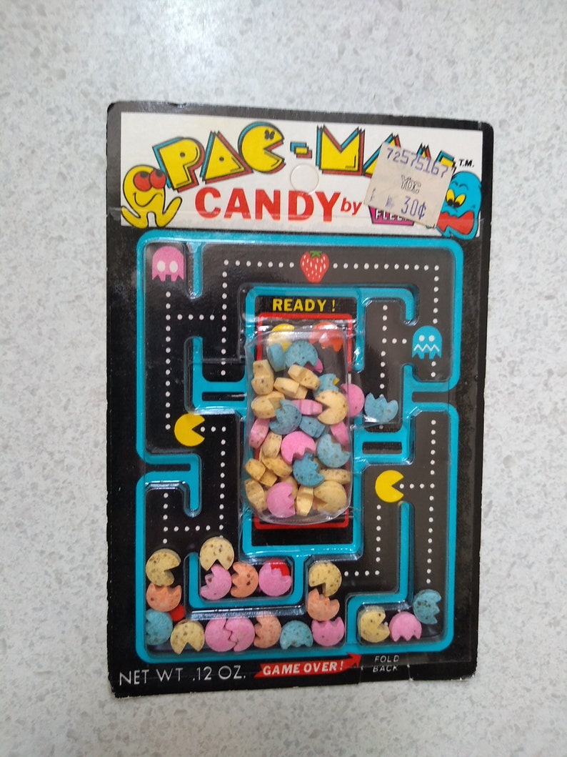 Vintage Pacman arcade candy card 80s collectible. Classic popular video ...