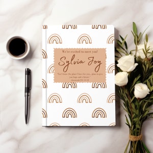 Diario personalizado del bebé arco iris, bebé después del aborto espontáneo, regalo para el bebé arco iris, cartas a mi bebé, libro del bebé arco iris, libro del bebé personalizado