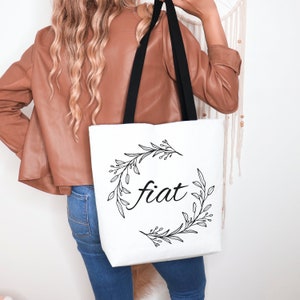  Fiat Marian katholische Einkaufstasche Christian Geldbörse Glaube religiöse Tasche Jungfrau Maria Kapelle Schleier Masse katholische Bibel Studie niedliche Einkaufstasche Frauen