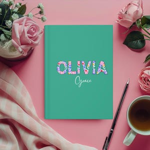 Custom Name Floral Journal, Custom notebook floral, Gift for her, Easter gift, Floral Journal, Personal journal, Custom gift for her