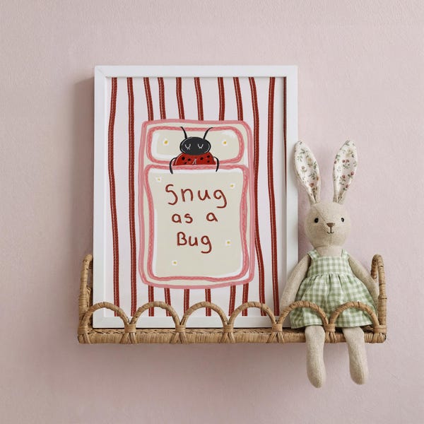 Snug as a bug -  Bright Girls Room - Toddler Poster - Playroom Print - modern toddler decor