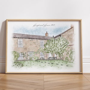 Housewarming Gift Custom House Sketch New Home Gift House Drawing House Painting Custom House Portrait New Home image 1