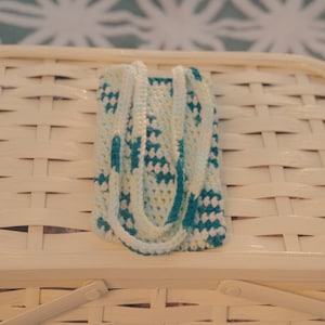 Handmade Crocheted Shoulder Bag Night-out Bag Small Bag Side Bag Errand Bag Green and White Tote Bag One of One Green Tree Agate Bag Unique