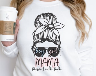 Mom Of Both Sweatshirt, Boy And Girl Mom Shirt, Blessed With Both Shirt, Mama Of Both Hoodie, Mom Of Girl And Boy, Mama Hoodie, Blessed Mama