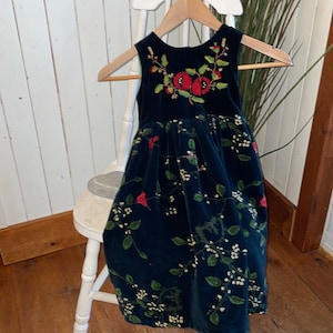 Vintage April Cornell floral velvet dress , girls 3/4