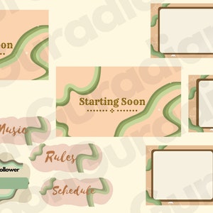 Cool Animated Neutral Earthy Fun Wiggles Twitch Stream Overlay Packet