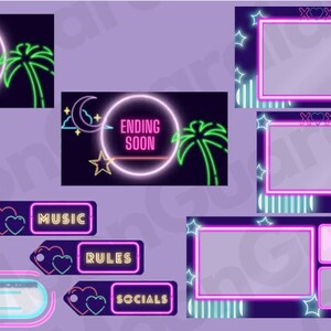 Cool Neon Animated Twitch Overlay For Streaming