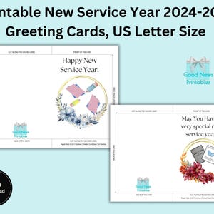 Cartes de voeux imprimables pour la nouvelle année 2024-2025, format lettre US, deux cartes