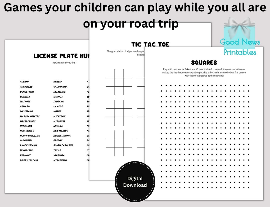 Printable Kids Summer Games &amp; Activities Sheets- US Letter Size - Etsy