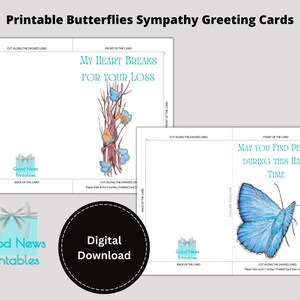 Printable Butterflies Sympathy Greeting Cards