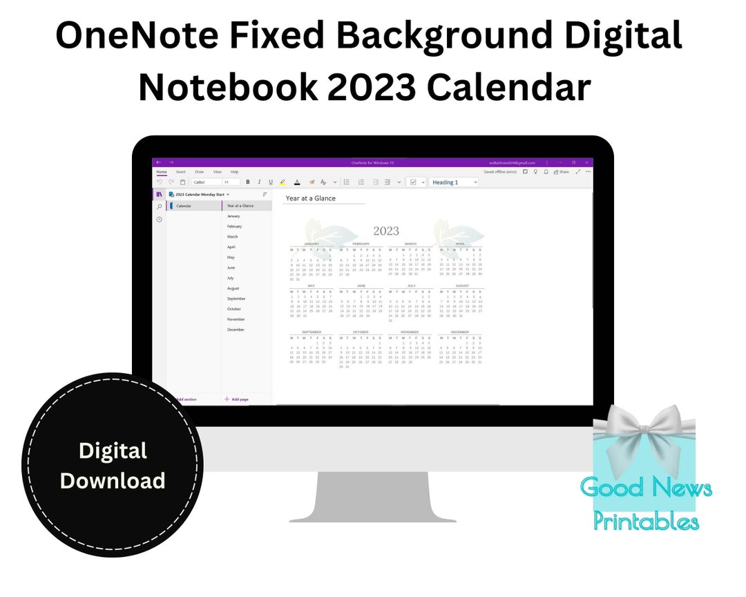 Notebook Backgrounds For Onenote Onenote Fixed Background Digital Notebook 2023 Calendar - Etsy