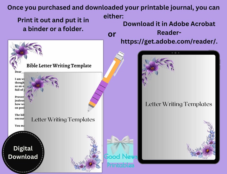 Printable Letter Writing Templates-us Letter &amp; A4 Size, Convention ...