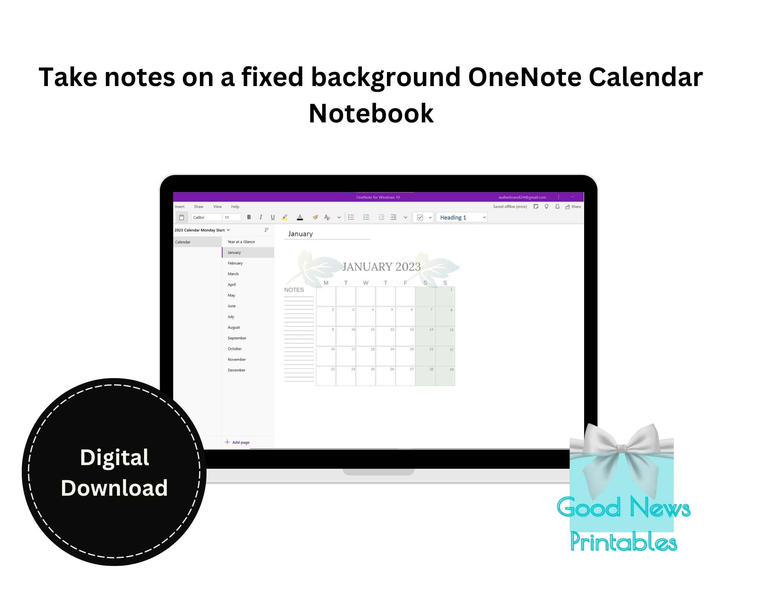 Notebook Backgrounds For Onenote Onenote Fixed Background Digital Notebook 2023 Calendar - Etsy