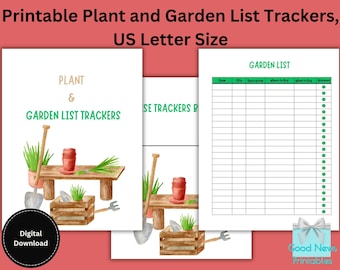 Printable Plant and Garden List Trackers, US Letter Size