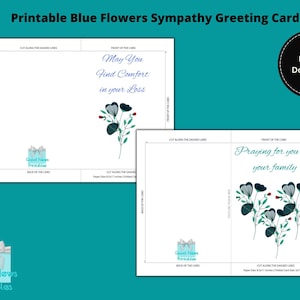Tarjetas de Felicitación de Condolencias de Flores Azules Imprimibles