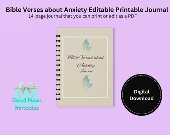 Bible Verses about Anxiety Editable Printable Journal, US Letter & A4 size