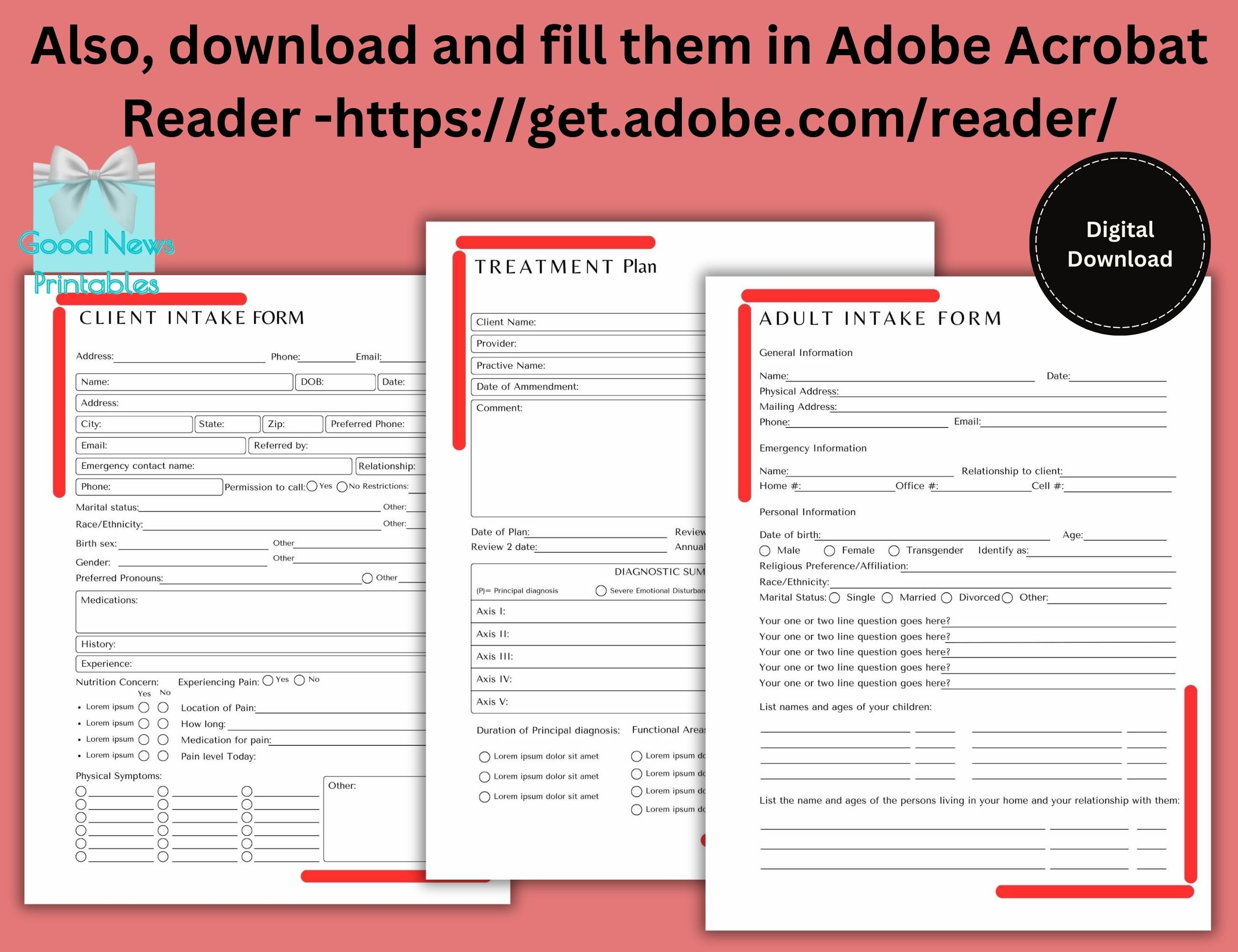 Editable Printable Primary Doctor Intake Template Forms, US Letter Size ...