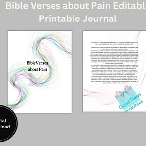 Versículos de la Biblia sobre el dolor Diario imprimible editable, tamaño carta EE. UU. y A4