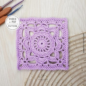 Willow Granny Square Crochet Pattern Video Tutorial Crochet Granny Square PDF Pattern Crochet Video Tutorial Granny Square Willow Pattern