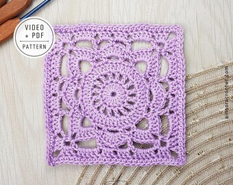 Willow Granny Square Crochet Pattern Video Tutorial Crochet Granny Square PDF Pattern Crochet Video Tutorial Granny Square Willow Pattern