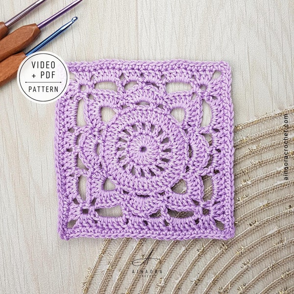 Tutoriel vidéo sur le motif au crochet carré grand-mère saule