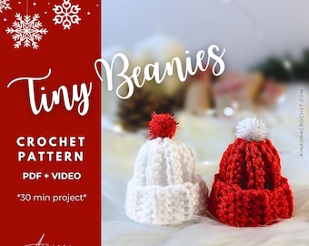 Crochet Beanie Ornament Pattern Crochet Hat Decoration Festive Crochet Mini Hat Pattern Tree Ornament Crochet Pattern Quick and Easy Crochet