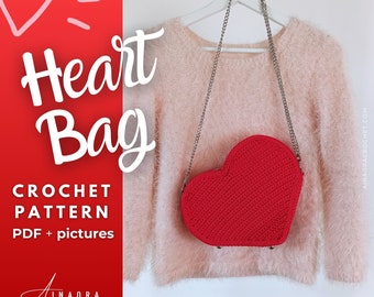 Crochet Heart Bag Pattern: Learn to Crochet This Heart Shaped Crochet Purse with This Easy Crochet Bag Pattern, DIY Handbag Crochet Project