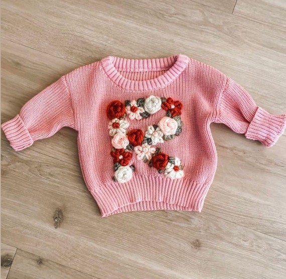 Floral Monogram Sweater// Toddler Sweater// Custom Name 