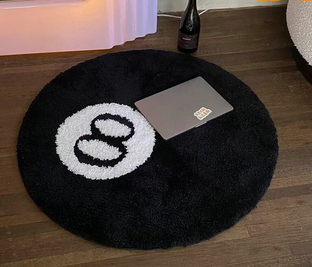 8 Ball Rug Fluffy Circle Rugs Billiards Rug Bedroom Etsy Canada