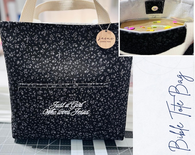 Bible Tote Bag | Christian Book Bag | Scripture Study Tote | Handmade Faith Gift
