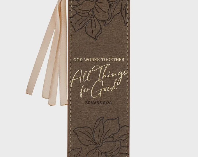 All Things for Good Faux Leather Bible Bookmark – Romans 8:28