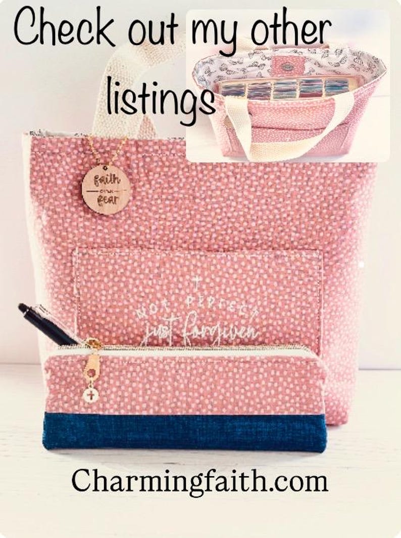Borsa tote per la Bibbia / Borsa per libri cristiani / Borsa per lo studio delle Scritture / Regalo di fede fatto a mano immagine 5